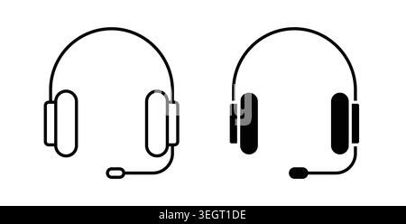 Headset icon symbol. Vector illustration pack in black color. Stock Vector
