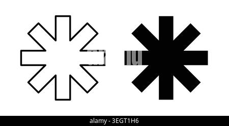 Asterisk icon symbol. Vector illustration pack in black color. Stock Vector