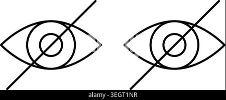 Eye crossed icon symbol. Vector illustration pack in black color. Stock Vector