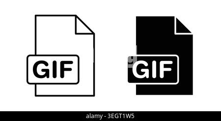 Gif icon symbol. Vector illustration pack in black color. Stock Vector