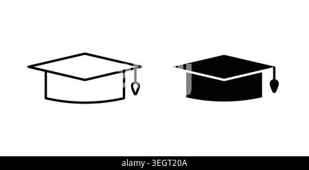 Graduation cap icon symbol. Vector illustration pack in black color. Stock Vector
