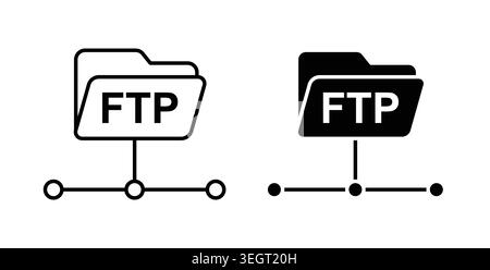 FTP icon symbol. Vector illustration pack in black color. Stock Vector