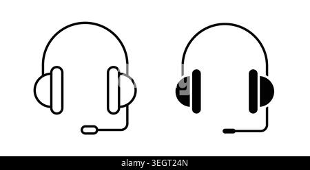 Headset icon symbol. Vector illustration pack in black color. Stock Vector