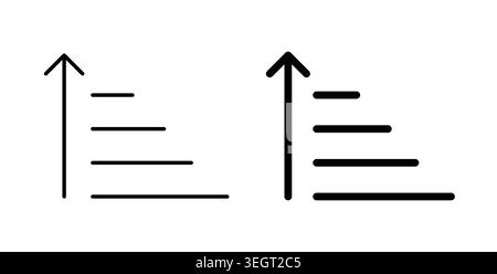 Sort amount up icon symbol. Vector illustration pack in black color. Stock Vector