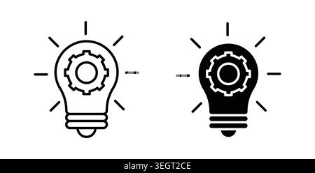 Idea lightbulb icon symbol. Vector illustration pack in black color. Stock Vector