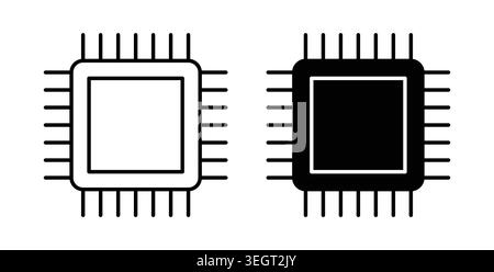 Microprocessor icon symbol. Vector illustration pack in black color. Stock Vector