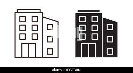 Office Building icon symbol. Vector illustration pack in black color. Stock Vector