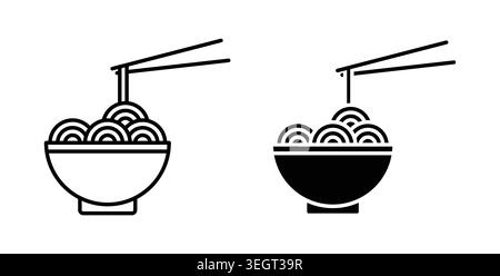 Noodles icon symbol. Vector illustration pack in black color. Stock Vector