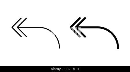 Reply all icon symbol. Vector illustration pack in black color. Stock Vector