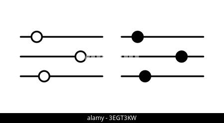 Settings sliders icon symbol. Vector illustration pack in black color. Stock Vector