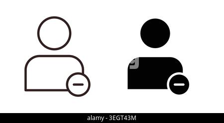 Remove user icon symbol. Vector illustration pack in black color. Stock Vector