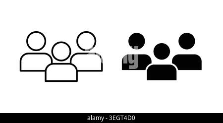 Users icon symbol. Vector illustration pack in black color. Stock Vector