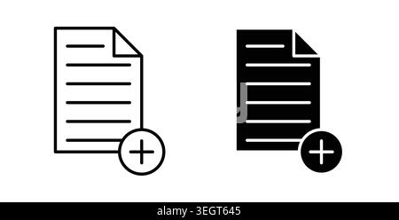 Add document icon symbol. Vector illustration pack in black color. Stock Vector