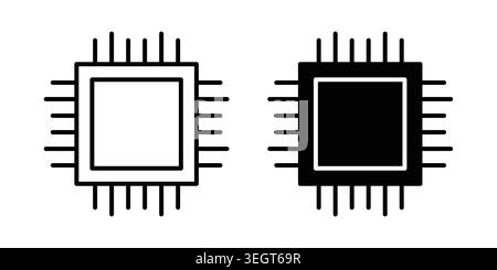 Computer chip icon vector, symbol, logo illustrations Stock Vector