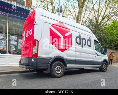 DPD delivery van parked on a street. London, UK, 18 April 2024 Stock Photo
