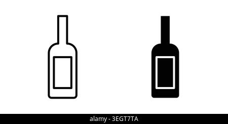 Wine bottle icon vector, symbol, logo illustrations Stock Vector