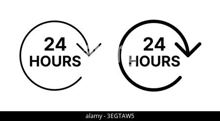 24 Hour time icon vector art Illustrations Stock Vector
