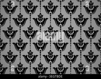 Flower geometric pattern. Seamless vector background. Black ornament. Ornament for fabric, wallpaper, packaging, Decorative print Stock Vector