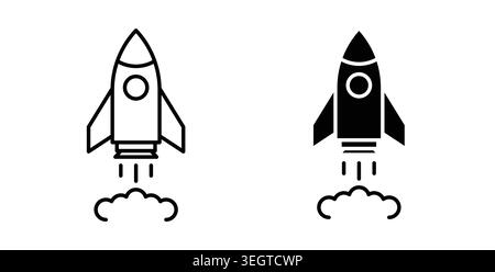 Rocket launch icon vector art Illustrations Stock Vector