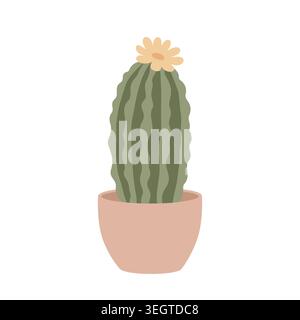 Cute Blooming Cactus Plant Illustration Stock Vector