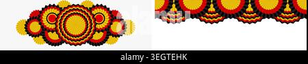Central german rosette composition with round layered ribbons in black red and yellow. A decorative patriotic badge for celebration design isolated on Stock Vector