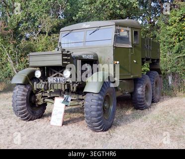 Three-quarters Front View of Darren Holmberg's, Green, 1939, Scammel Pioneer Sv2s, Tractor heavy breakdown, 6x4, at the 50th Isle of White Steam Fair Stock Photo