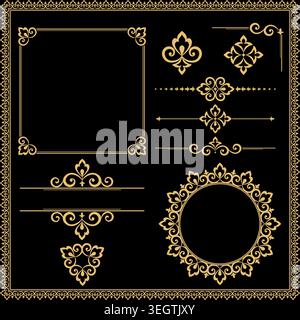 Vintage Set. Floral elements for design monograms, invitations, frames, menus and labels. Graphic design of the website, cafes, boutiques, hotels, wedding invitations. Stock Vector