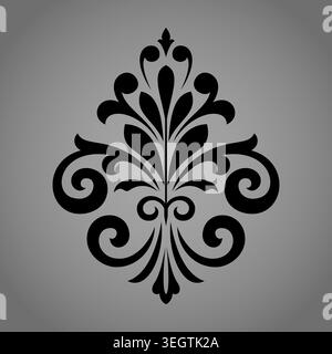 Damask graphic ornament. Floral design element. Black vector pattern. Stock Vector