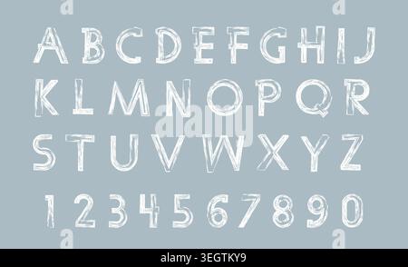Blue and white glittering letters in brush hand painted style. Vector graphic Stock Vector