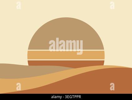Abstract minimal landscape in a boho style design Stock Vector