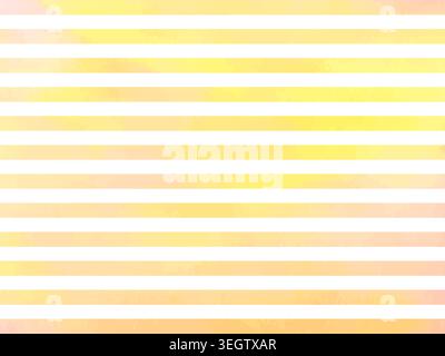 Yellow and peach watercolor horizontal stripes pattern on white background. Pastel painted line texture illustration. Stock Vector