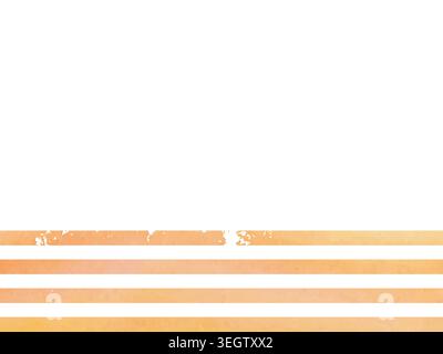 Peach and orange watercolor horizontal stripes pattern on white background. Pastel painted line texture illustration. Stock Vector