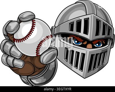 Medieval Knight Baseball Ball Sports Team Mascot Stock Vector