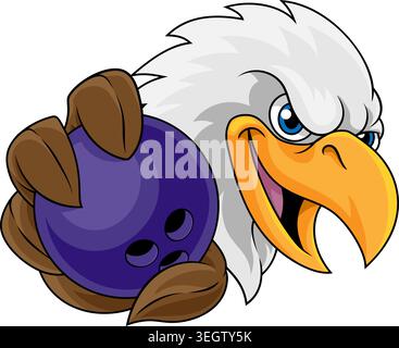 Bald Eagle Falcon Hawk Bowing Ball Sport Mascot Stock Vector
