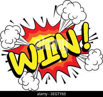 WIN Comic Book Pop Art Explosion Burst Graphic Stock Vector