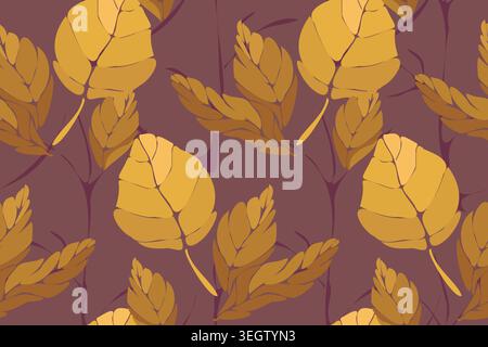 Vector seamless plant pattern with leaves Stock Vector