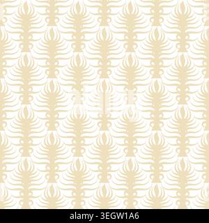 A hand-drawn floral pattern of twigs and leaves. Vector illustration. Geometric seamless pattern with stylized floral motifs,isolated on a light backg Stock Vector