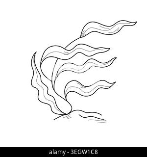 Algae on pebbles, a hand-drawn sketch. Vector illustration. Underwater inhabitants from the ocean floor, isolated drawing on a white background Stock Vector