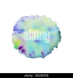 Abstract blue, green and purple watercolor paint stain isolated on white background. Watercolor texture illustration. Artistic ink wash and pastel Stock Vector