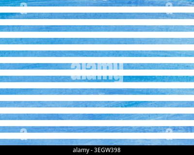 Blue watercolor horizontal stripes pattern on white background. Painted line texture illustration. Abstract geometric design Stock Vector