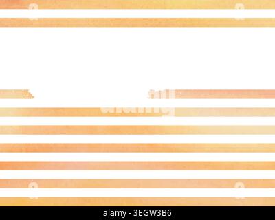 Peach and orange watercolor horizontal stripes pattern on white background. Pastel painted line texture illustration. Stock Vector