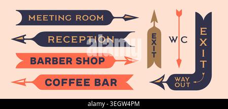Wayfinding arrows. Directional signs collection Stock Vector