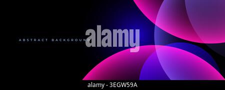 Vibrant banner with cyberpunk abstract sphere design Modern abstract background with glowing pink and purple circular gradients on dark backdrop. Suit Stock Vector