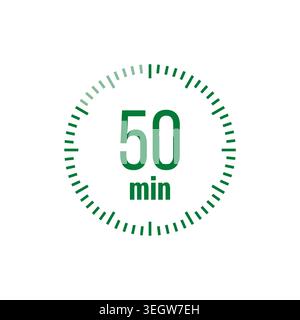 Minimalist Fifty Minutes Green Stopwatch Icon Design Stock Vector