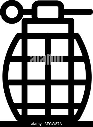 This bold black and white icon depicts a classic hand grenade- perfect for military- war- or weapons-related projects. Its simple design is highly ver Stock Vector