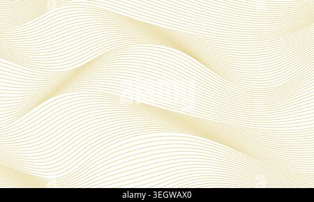 Elegant golden wavy lines pattern on a clean white background, ideal for luxury designs Stock Vector