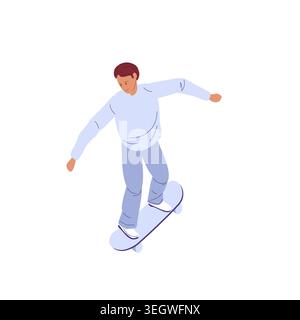 Young man skateboarding. Vector illustration for extreme sports, urban lifestyle, skatepark promotion, action sports branding. Stock Vector