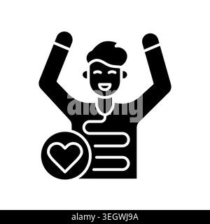 Gut health black flat icon for digital and print projects.  Minimal clean icons for apps and websites. Modern simple icons for UI UX and branding Stock Vector