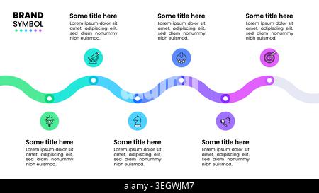 Infographic template with icons and 6 options or steps. Wavy line. Can be used for workflow layout, diagram, banner, webdesign. Vector illustration Stock Vector