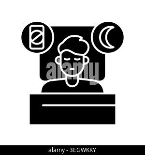 Sleep optimization black glyph icon for digital and print projects.  Minimal clean icons for apps and websites. Modern simple icons for UI UX and bran Stock Vector